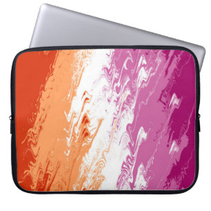 Squiggly Trippy Groovy Abstract Lesbian Pride Flag Laptop Sleeve