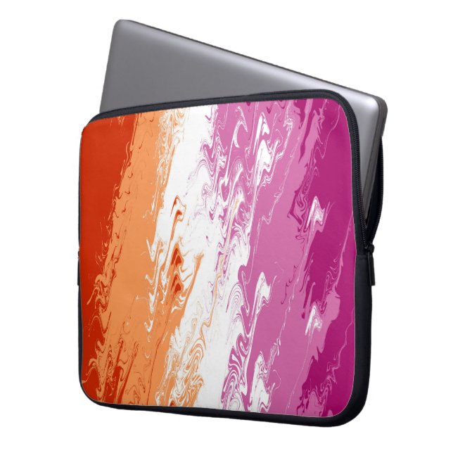 Squiggly Trippy Groovy Abstract Lesbian Pride Flag Laptop Sleeve (Front Left)