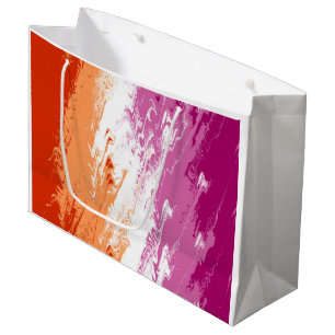 Squiggly Trippy Groovy Abstract Lesbian Pride Flag Large Gift Bag