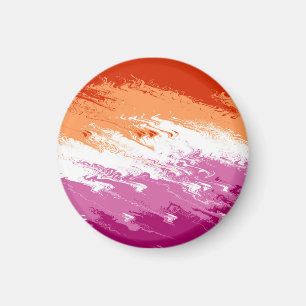 Squiggly Trippy Groovy Abstract Lesbian Pride Flag Magnet