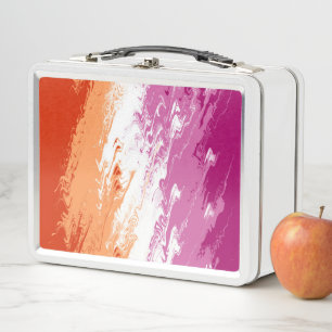Squiggly Trippy Groovy Abstract Lesbian Pride Flag Metal Lunch Box