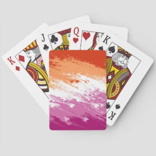 Squiggly Trippy Groovy Abstract Lesbian Pride Flag Playing Cards