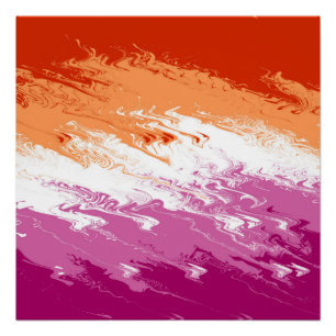 Squiggly Trippy Groovy Abstract Lesbian Pride Flag Poster