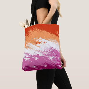 Squiggly Trippy Groovy Abstract Lesbian Pride Flag Tote Bag