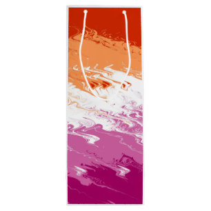 Squiggly Trippy Groovy Abstract Lesbian Pride Flag Wine Gift Bag