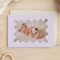 Squiggly Wavy Purple Birth Announcement Photo