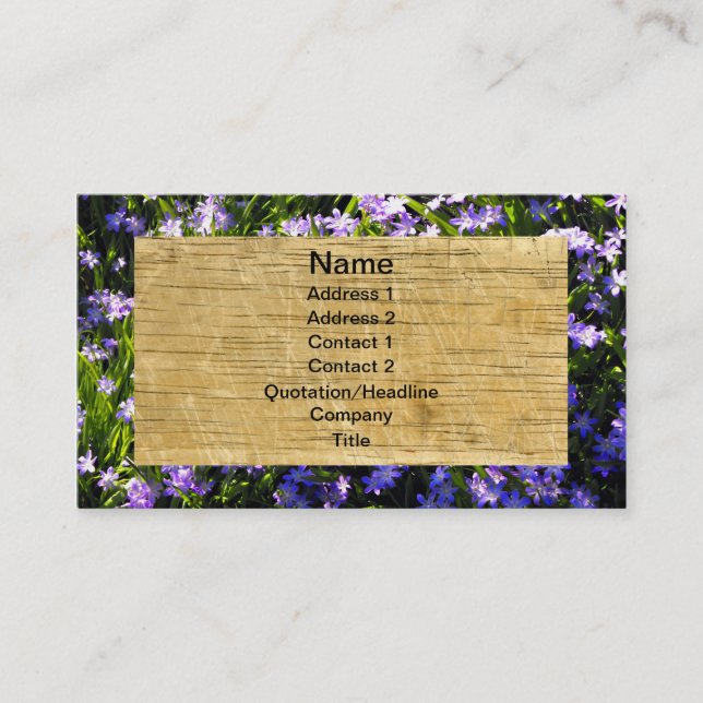 Squill Flowers and Wood Business Card (Front)