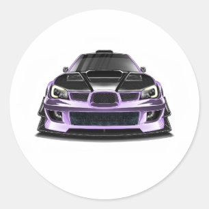 squint eye purple hand drawn art classic round sticker