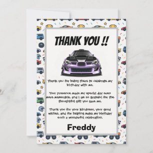 squint eye purple hand drawn art  thank you card