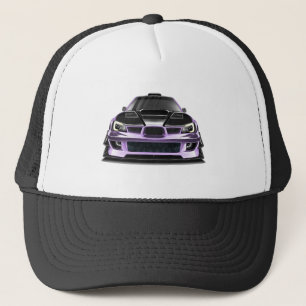 squint eye purple hand drawn art trucker hat