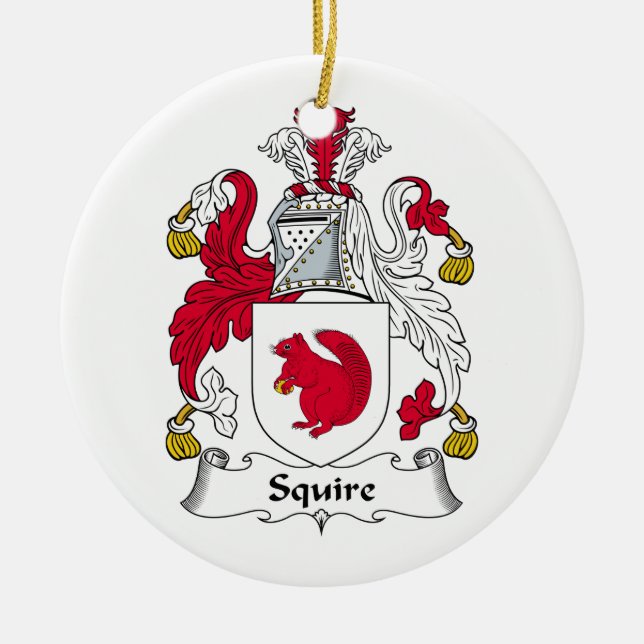 Squire Family Crest Ceramic Tree Decoration (Front)