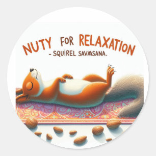 Squirel doing yoga classic round sticker