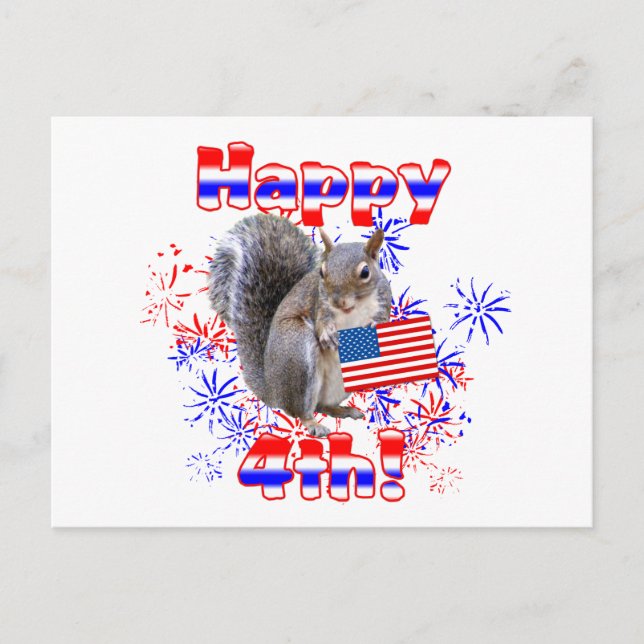 Squirrel 4th of July Postcard (Front)