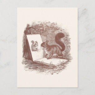 Squirrel Admires Sketch of Self Postcard