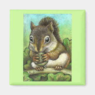 Squirrel and acorn magnet
