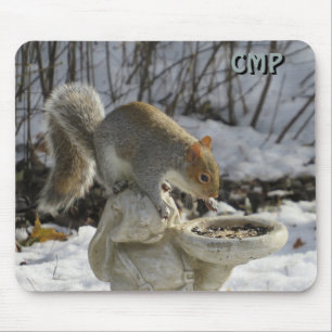 Squirrel And Bird Feeder with Your Initials Mouse Mat