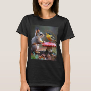 Squirrel and Bird Forest Friendship Woman Organic T-Shirt