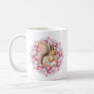 Squirrel and flowers coffee mug