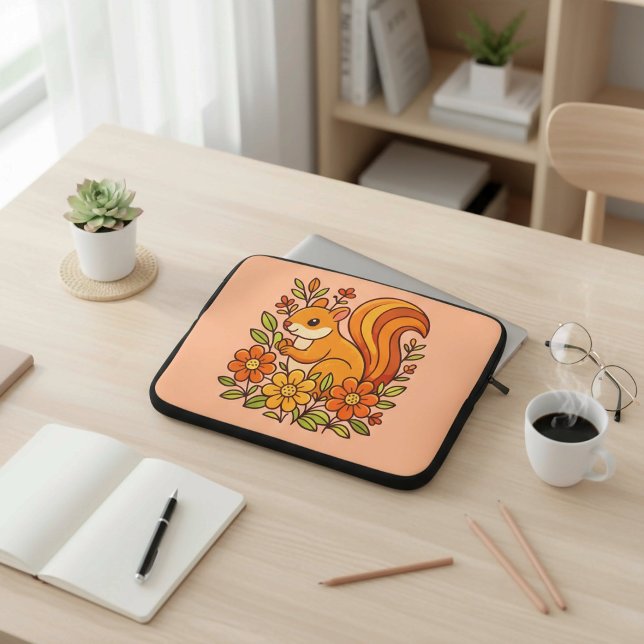 Squirrel and flowers  laptop sleeve (Creator Uploaded)