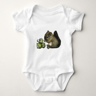 Squirrel and hazelnuts baby bodysuit