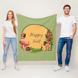 Squirrel and nature with customisable text fleece blanket