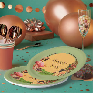 Squirrel and nature with customisable text  paper plate
