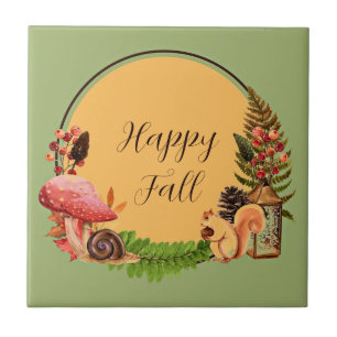 Squirrel and nature with customisable text  tile