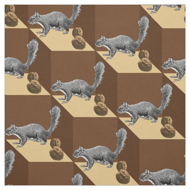 Squirrel And Nuts Fabric (Swatch)