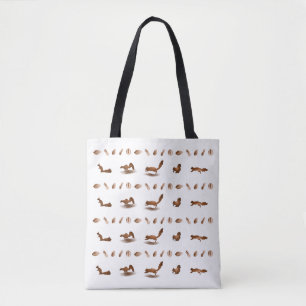 squirrel and nuts pattern tote bag