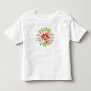 Squirrel and pink flowers toddler T-Shirt
