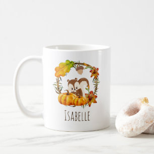 Squirrel and Pumpkins Rustic Wreath Coffee Mug