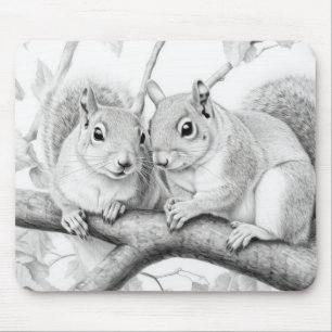 Squirrel Animal Discovery Wild Nature Ink Sketch Mouse Mat
