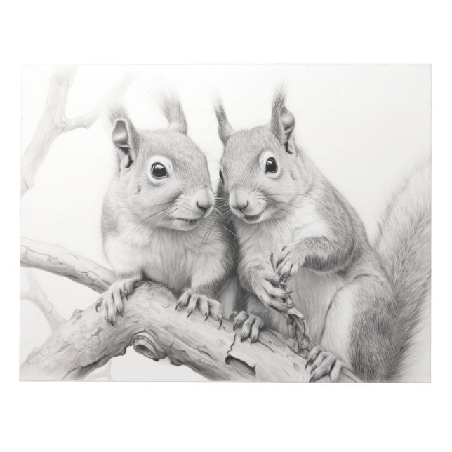Squirrel Animal Discovery Wild Nature Ink Sketch  Notepad (Front)