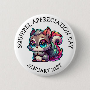 Squirrel Appreciation Day January 21st 6 Cm Round Badge