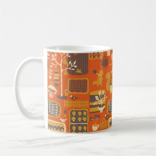squirrel are in a garden, vintage hand drawn illus coffee mug
