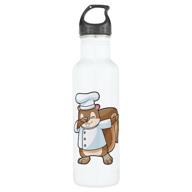 Squirrel as Cook with Cooking apron 710 Ml Water Bottle (Front)