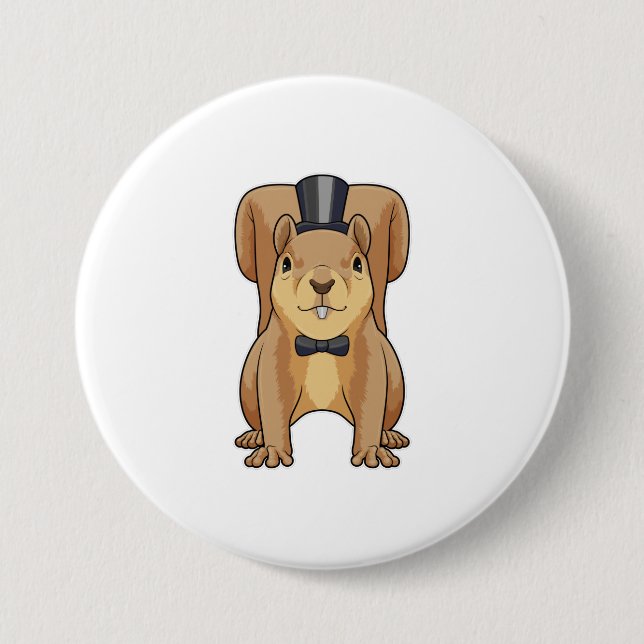 Squirrel as Groom with Suit 7.5 Cm Round Badge (Front)