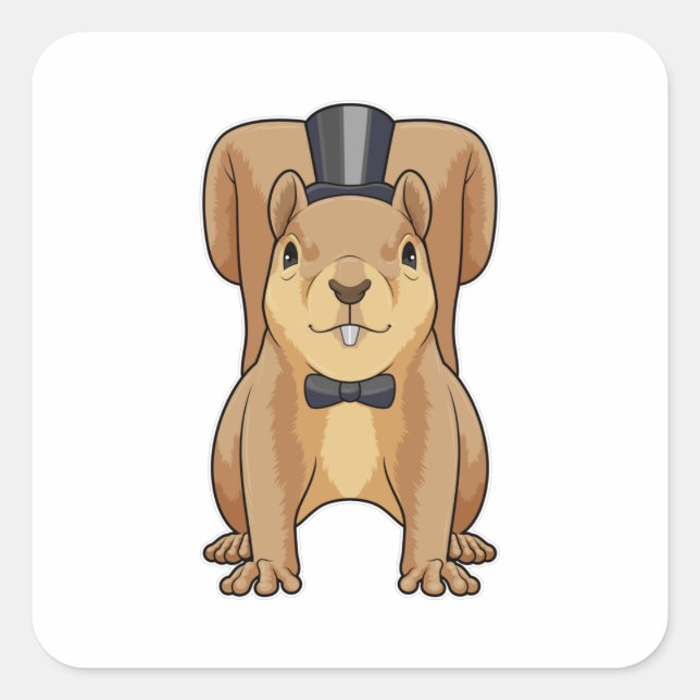 Squirrel as Groom with Suit Square Sticker (Front)