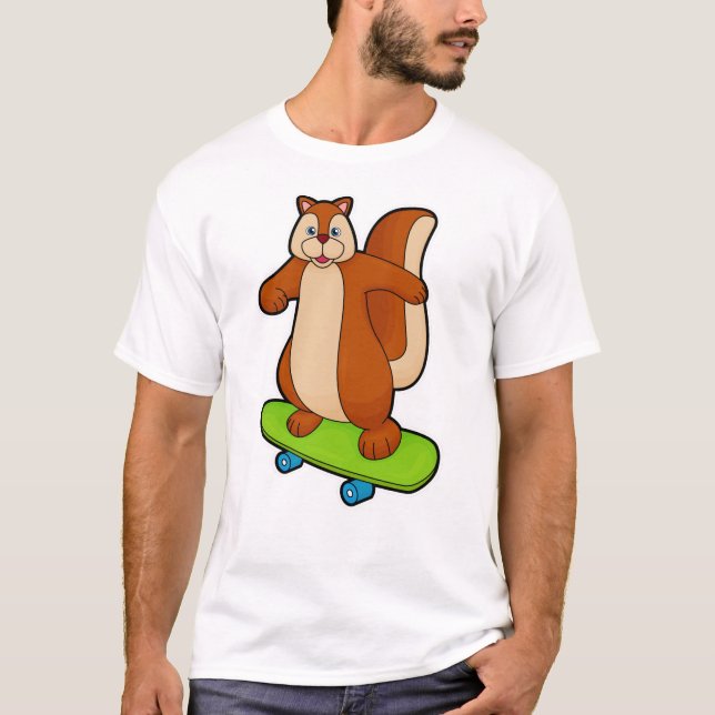 Squirrel as Skater with Skateboard T-Shirt (Front)