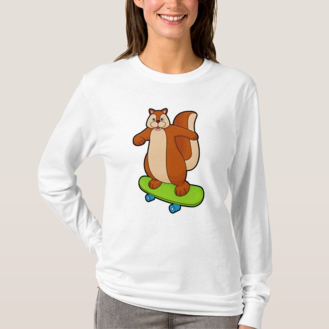 Squirrel as Skater with Skateboard T-Shirt (Front)