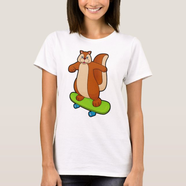 Squirrel as Skater with Skateboard T-Shirt (Front)