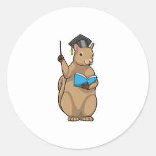 Squirrel as Teacher with Book Classic Round Sticker