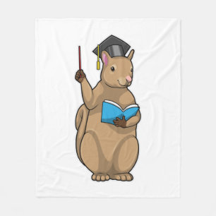 Squirrel as Teacher with Book Fleece Blanket