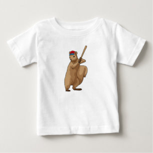 Squirrel at Baseball with Baseball bat Baby T-Shirt