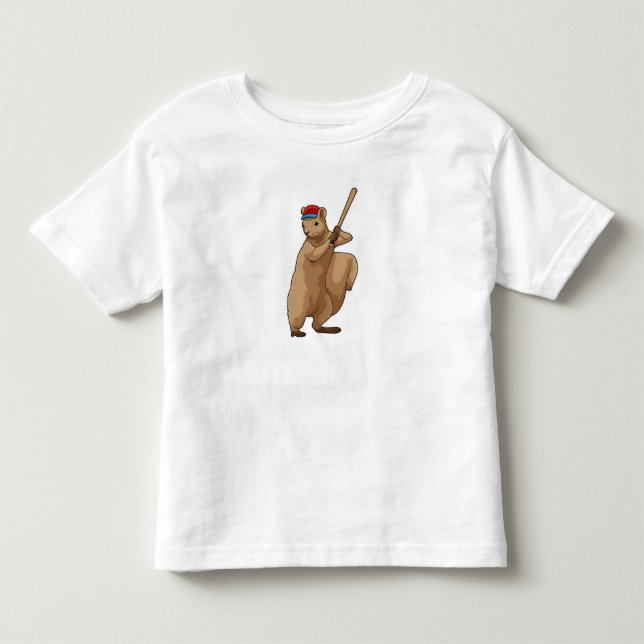 Squirrel at Baseball with Baseball bat Toddler T-Shirt (Front)
