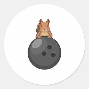 Squirrel at Bowling with Bowling ball Classic Round Sticker