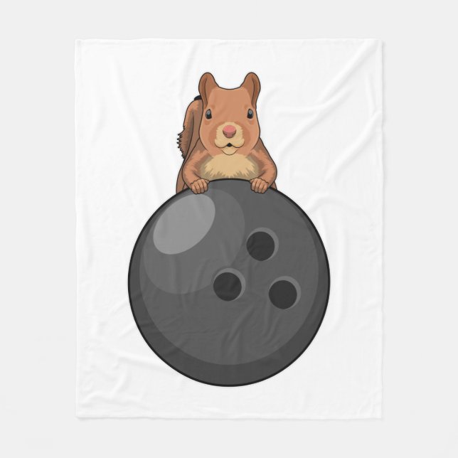 Squirrel at Bowling with Bowling ball Fleece Blanket (Front)