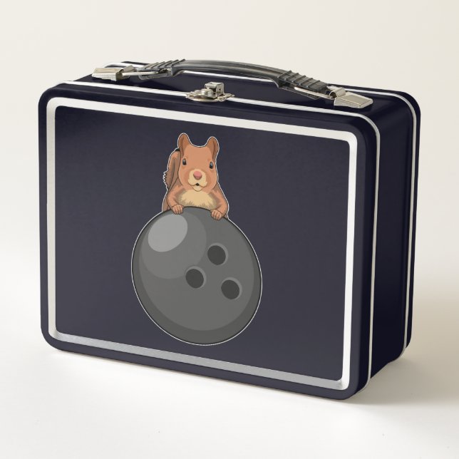 Squirrel at Bowling with Bowling ball Metal Lunch Box (Front)