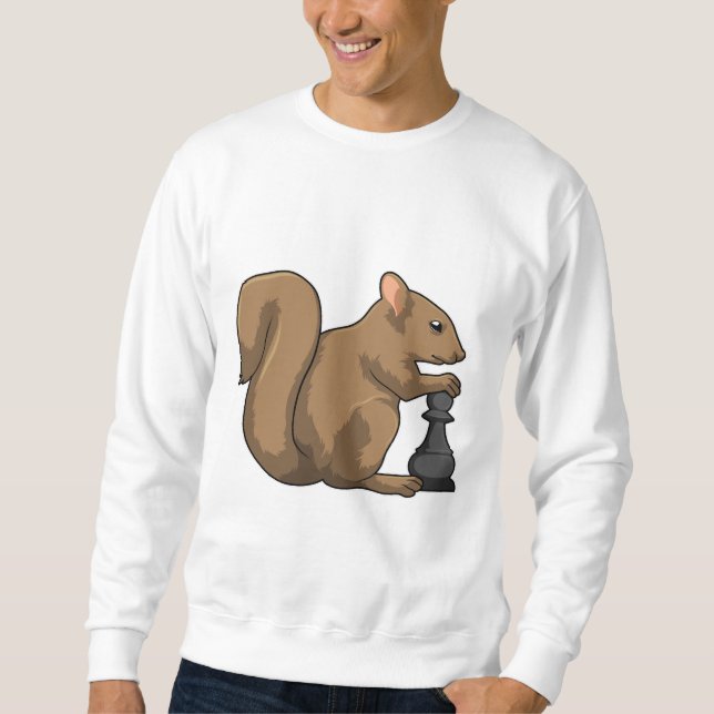 Squirrel at Chess with Chess piece Bishop Sweatshirt (Front)