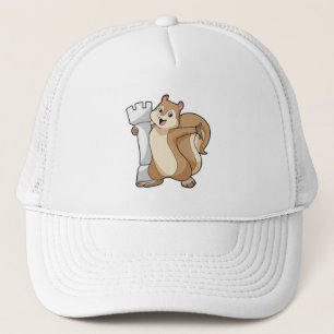 Squirrel at Chess with Chess piece King Trucker Hat